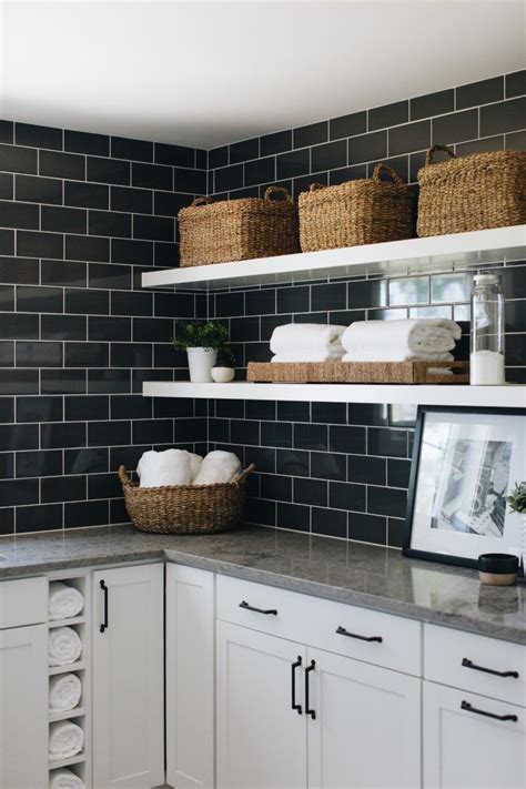 Black Subway Tile Backsplash - House Reconstruction