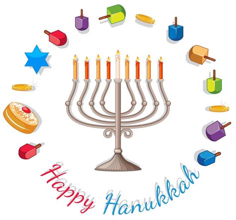 Happy Hanukkah card template with lights and decorations 446554 Vector ...