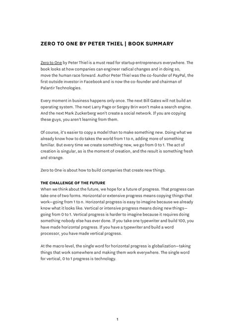 Zero-to-One-by-Peter-Thiel-Book-Summary - pubhtml5 - Page 1 - 17 | Flip ...