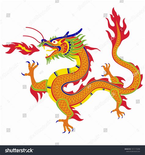 Isolated Illustration Chinese Dragon Colored Drawing Stock Vector ...