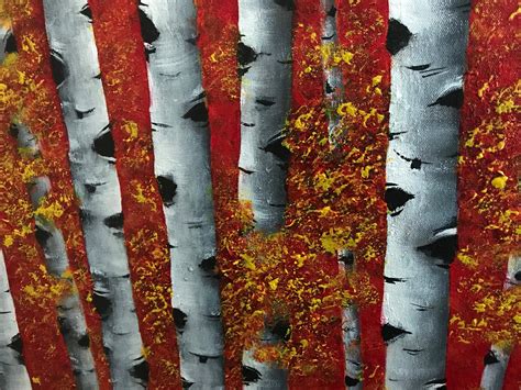 Aspen Tree Wall Art on Canvas Large Abstract Painting Living - Etsy Canada