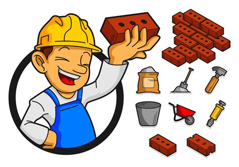 Bricklayer And Tools Icon Vector - Download Free Vector Art, Stock ...