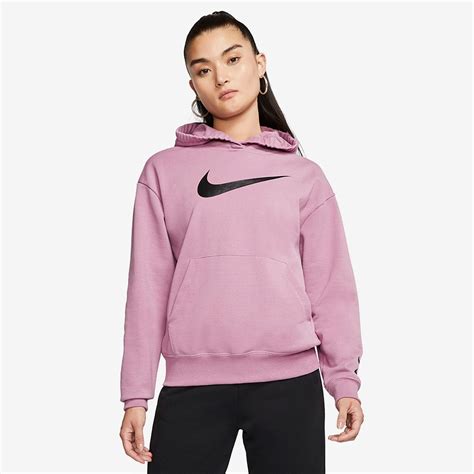 Nike Womens Sportswear Swoosh Hoodie - Plum Dust/Black-Womens Clothing ...