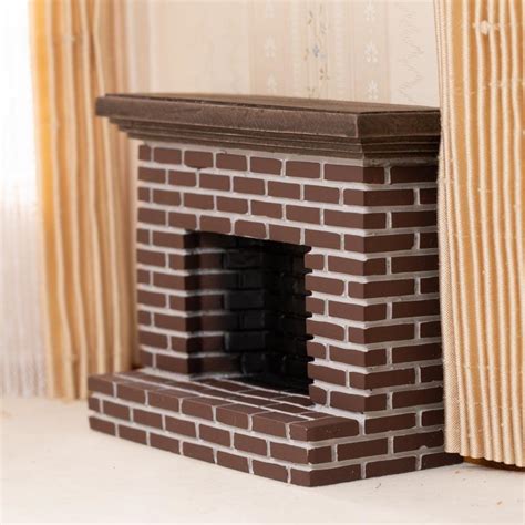 Dollhouse Miniature Small Red Brick Fireplace - Living Room Miniatures ...