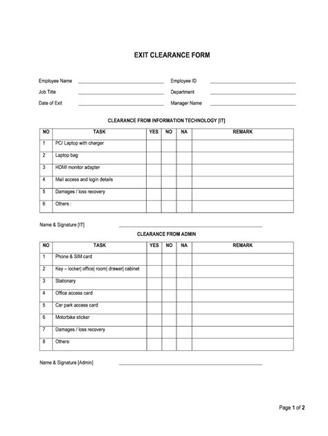 Employee Exit Clearance Form - Fill Online, Printable, Fillable, Blank ...