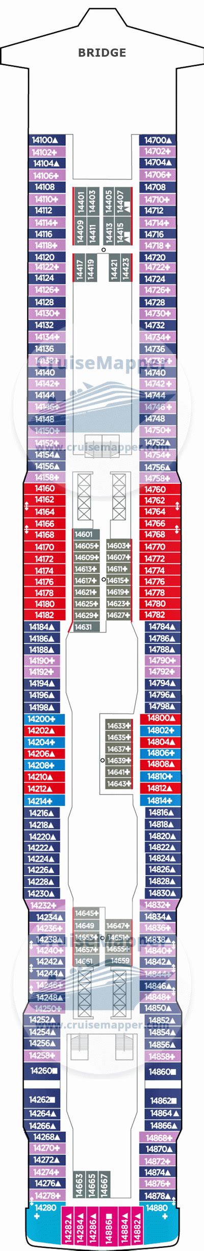 Norwegian Bliss deck 14 plan | CruiseMapper