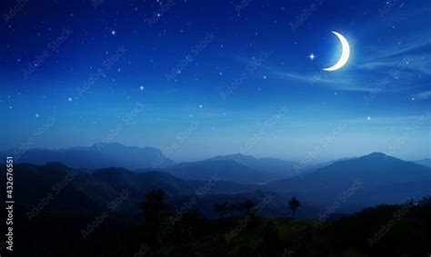 Night sky and moon,Ramadan Kareem. Stock Photo | Adobe Stock