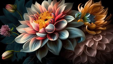 3d Flowers Wallpaper For Black And White Screen Background, Pictures Of ...