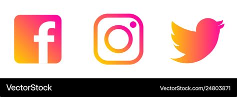 Instagram twitter facebook logo Royalty Free Vector Image