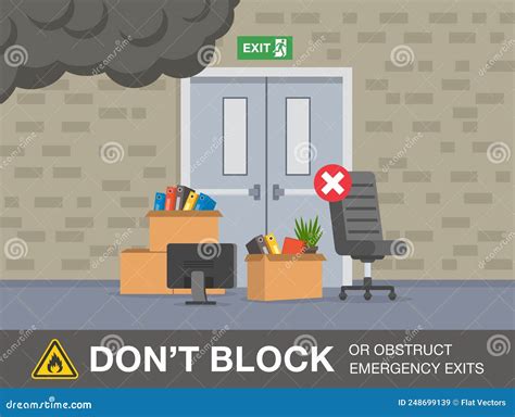 Blocked Emergency Exit Cartoon