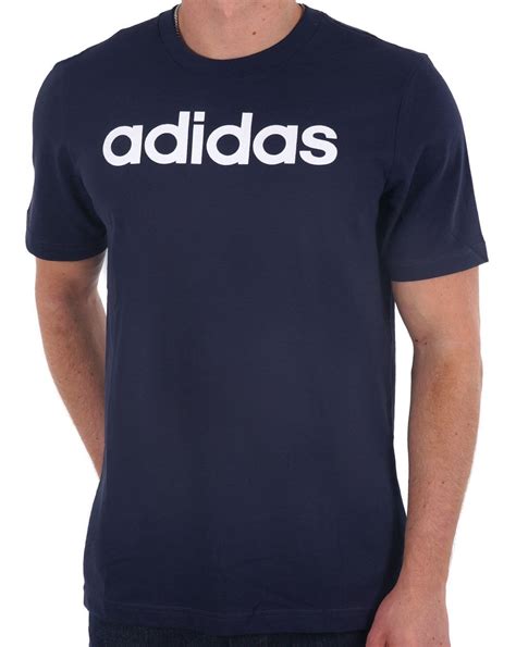 Adidas Linear Logo T Shirt Navy/White - 80s Casual Classics