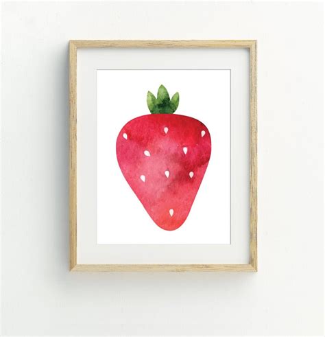 Strawberry Print Fruit Wall Art Strawberry Printable | Etsy