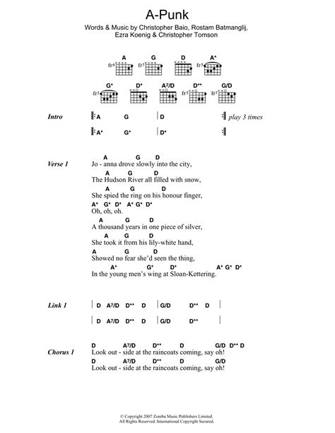 A-Punk by Vampire Weekend - Guitar Chords/Lyrics - Guitar Instructor