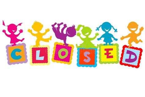 Closed Sign with Cartoon Kids Stock Vector - Illustration of ...