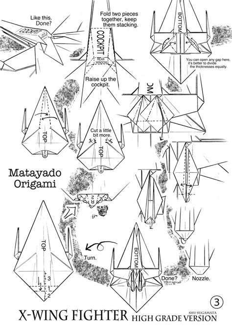 X-Wing Fighter origami diagram High grade version 3 - a photo on Flickriver