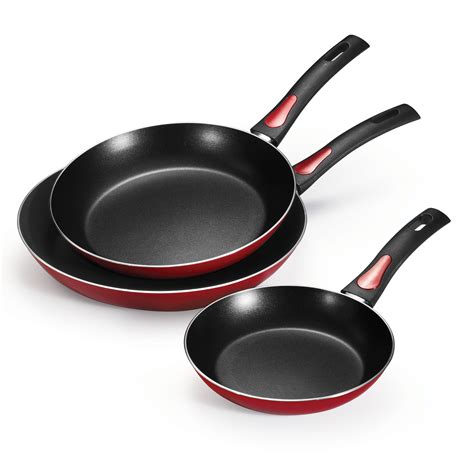 Tramontina Everyday 8", 10" and 12" Non-Stick Red Frying Pans, 3 Piece ...