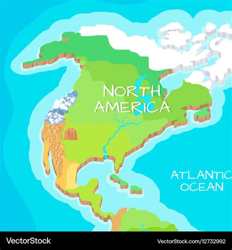 North america mainland cartoon relief map Vector Image