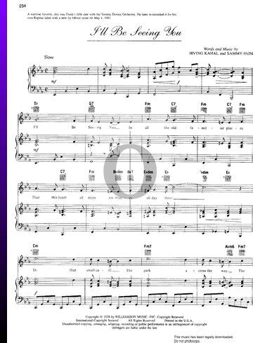 I'll Be Seeing You (Sammy Fain) Piano Sheet Music - OKTAV