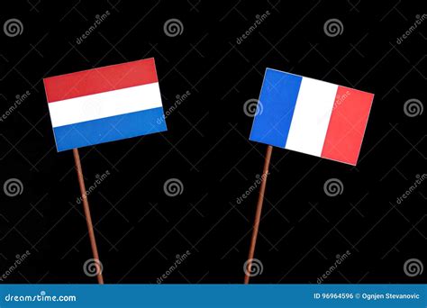 Dutch Flag with French Flag on Black Stock Photo - Image of friendship ...