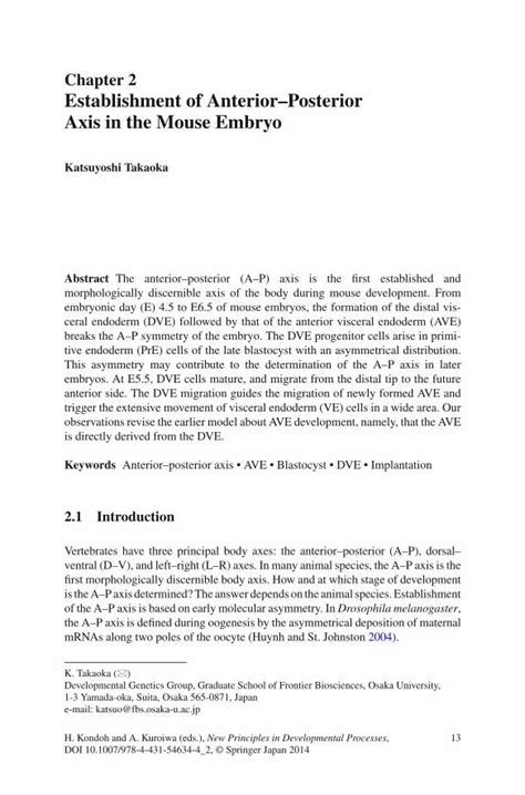 (PDF) Establishment of Anterior–Posterior Axis in the Mouse Embryo ...