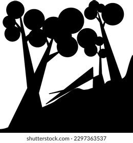 Forest View Black White Silhouette Stock Vector (Royalty Free ...