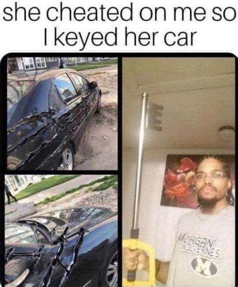 She cheated on me so I keyed her car - Meme by MemeLust :) Memedroid