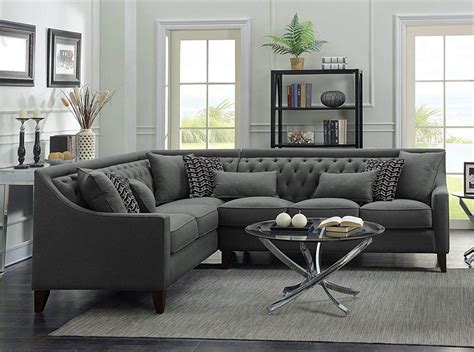 Tufted Down Mix Modern Contemporary Left Facing Sectional Sofa, Grey ...