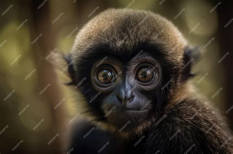 Premium AI Image | A baby gibbon portrait Very cute and inquisitive ...