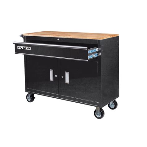 46 in. Mobile Storage Cabinet with Wood Top