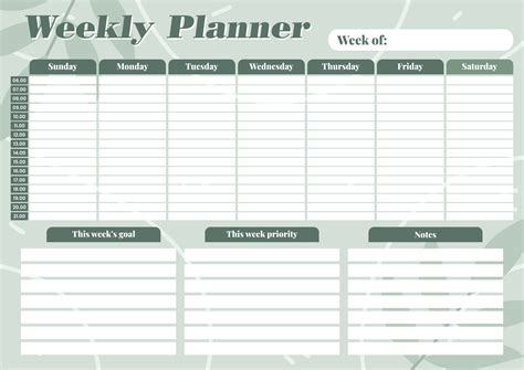 Hourly Week Planner Printable