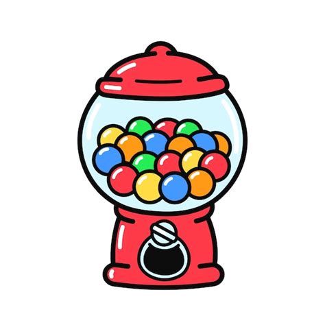 Premium Vector | Cute funny old fashioned gumball machine. vector hand ...