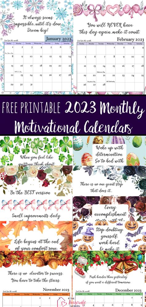 Motivational Calendar 2023 - Printable Word Searches