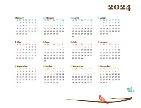 2024 Yearly Printable Calendars In Microsoft Word Excel And Pdf The - Riset