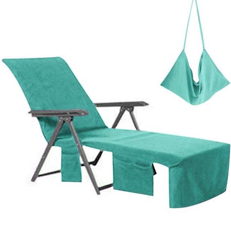 Lounge Chair Towel Covers with Side Pockets，Microfiber Chaise Beach ...