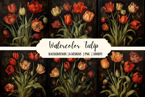 Watercolor Tulip Background Graphic by Babydell Art · Creative Fabrica