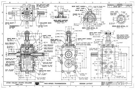 Blueprint Drawing of an Industrial Machine