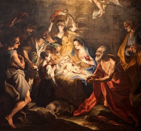 Birth of Jesus - paint from Milan church | Stock Photo | Colourbox