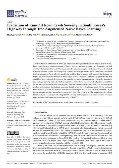 (PDF) Prediction of Run-Off Road Crash Severity in South Korea’s ...