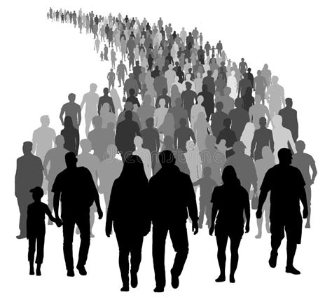 Big Crowd of People is Moving. Silhouette Vector. Stock Vector ...