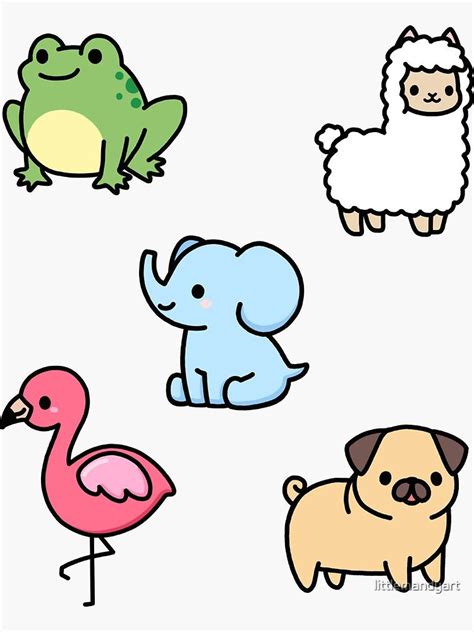 Cute Animal Sticker Pack 4 Sticker by littlemandyart | Cute easy ...