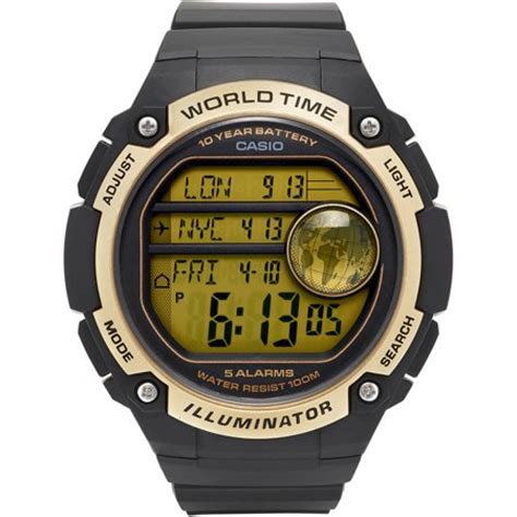 Casio Men's World Time Watch, Black/Gold