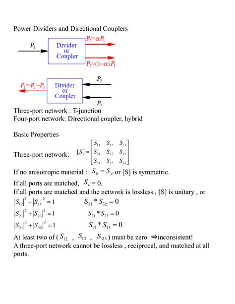 Power Dividers and Directional Couplers