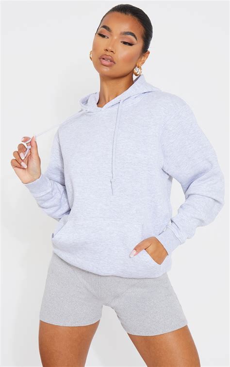 Ash Grey Lightweight Oversized Hoodie | Sweat | PrettyLittleThing USA