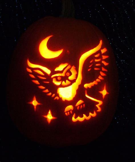 Easy Owl Pumpkin Carving Stencils