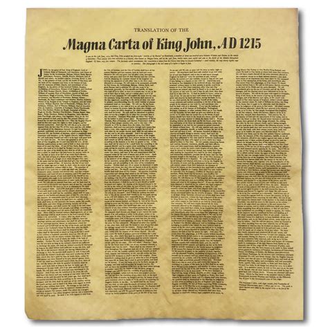 Magna Carta of King John 1215 English Translation – Library of Congress ...