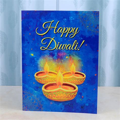 Diwali Personalized Blue Card, Personalized Diwali Gifts