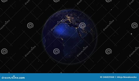 Earth Globe Night View from Space 3d Illustration Stock Illustration ...