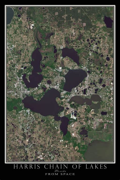 Harris Chain Of Lakes Florida Satellite Poster Map | Lake, Map poster ...