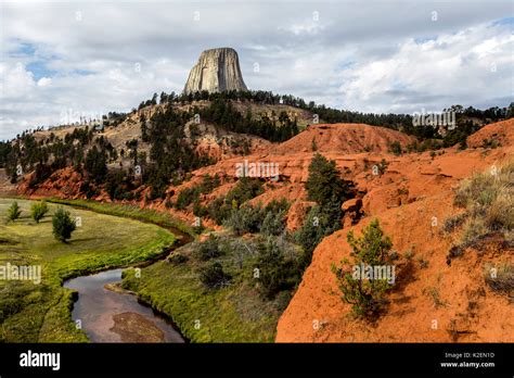 Devils Tower with the Red Beds and Belle Fourche River in Devils Tower ...