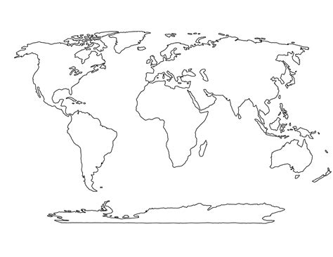 Blank Continents Map With Cut Out Labels Coloring Pages - Learny Kids